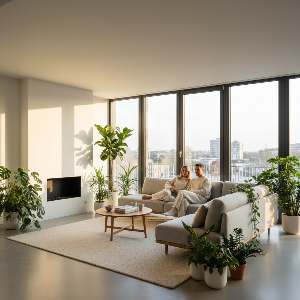 Neu montiertes 3-fach-verglastes Fenster in einem hellen Wohnraum